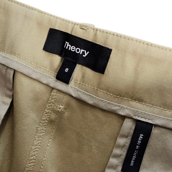 Theory Womens Classic Straight Pant in Cotton Chino, Tan, Wide Leg, Size 8 - Picture 4 of 9